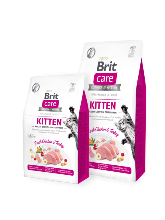 Sausā barība kaķēniem BRIT CARE Grain-Free KITTEN HEALTHY GROWTH AND DEVELOPMENT 400g