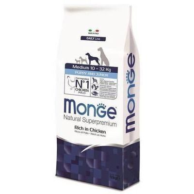 Sausā barība MONGE MEDIUM Puppy & Junior 12 kg
