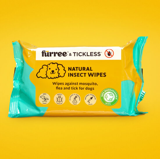 Mitrās salvetes suņiem pret insektiem FURREE&TICKLESS NATURAL INSECT 20 gab.